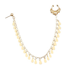 Damen Nasen-zu-Ohr-Kette mit Anhänger, uneingestochen, metallisch, glänzend, hypoallergene Nasen-Ohrring-Ring ZW439 Gold, Einheitsgröße