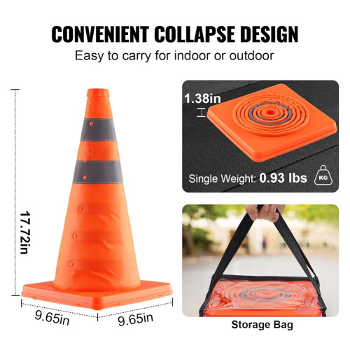 Cones de segurança, pacote com 4 cones de trânsito dobráveis de 18 polegadas 2