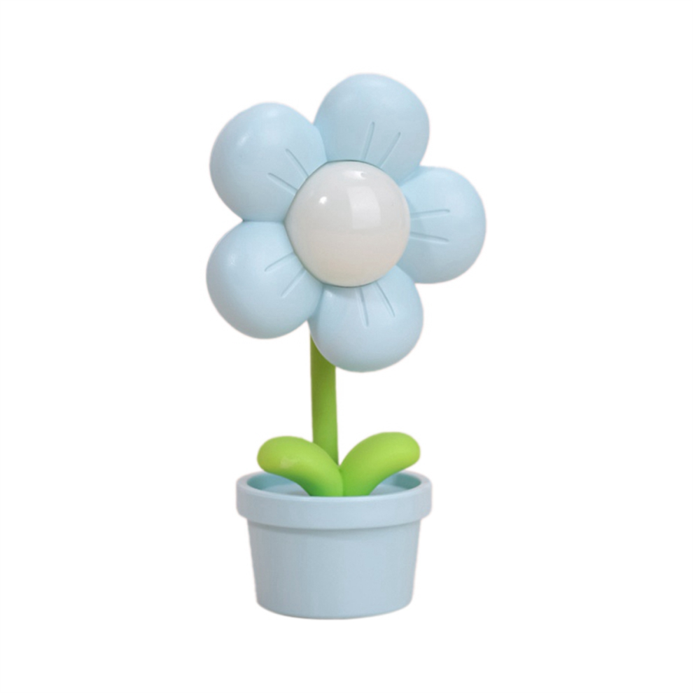 LáMpara De Noche Con DiseñO De Flores De Dibujos Animados, Funciona Con Pilas, Color Azul-image