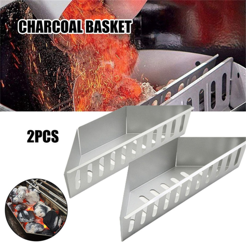 Holzkohlebehälter Konturierte Carbonbrikett-Grillkörbe, 2 Stück 1