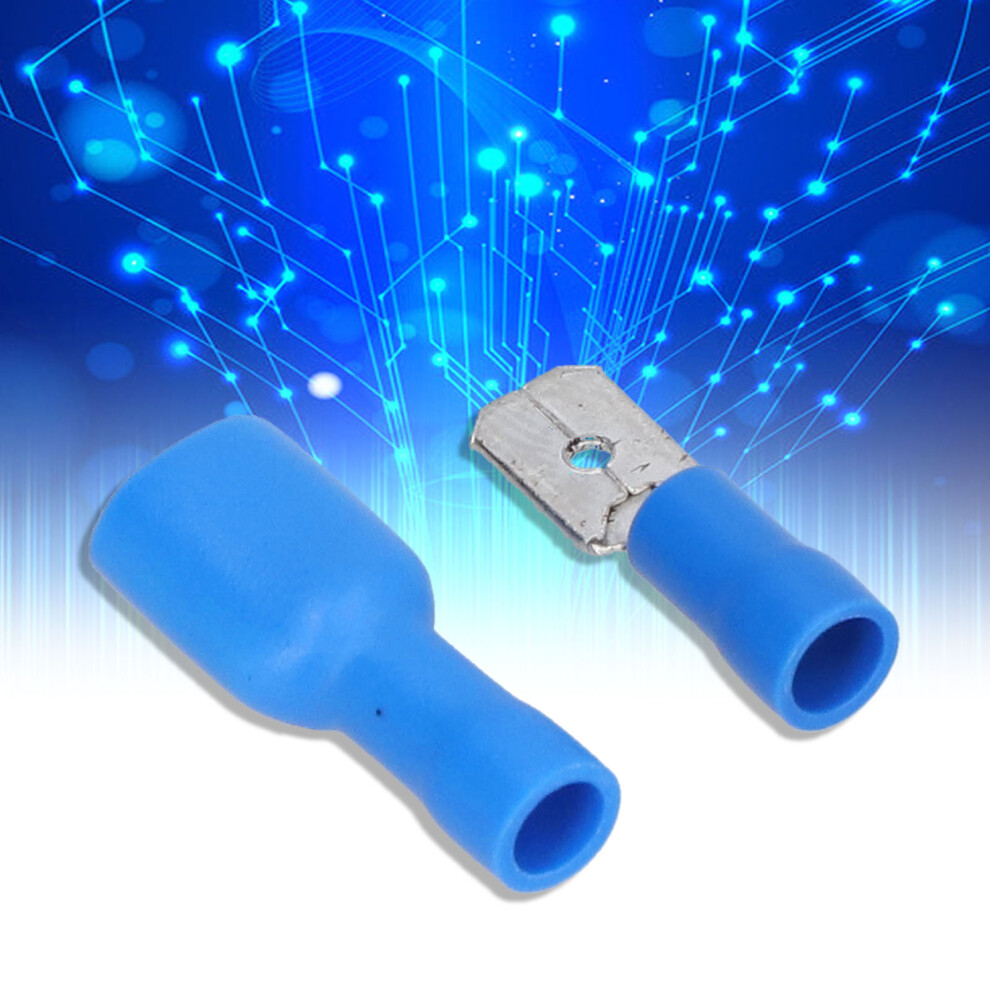 Electrical 100Pcs Blue 16Â14 Awg Spade Connector Kit Secure Fit 3061333217364