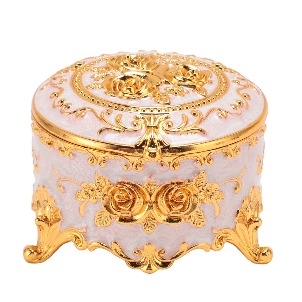 Vintage Metal Jewelry Box Round Exquisite Hand-image-OPC-PJBWFYH-NEW