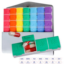 Beholderæske til medicintabletter 7 dage x 4 organizer dispenser med etui