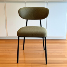 (Olive Grey) 2x Orny Fabric Upholstered Dining Chair Metal Legs