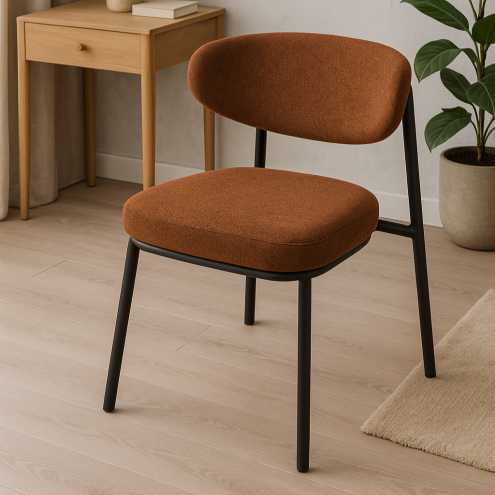 (Rusty Red) 2x Orny Fabric Upholstered Dining Chair Metal Legs-image-OPC-PJBWDPY-NEW