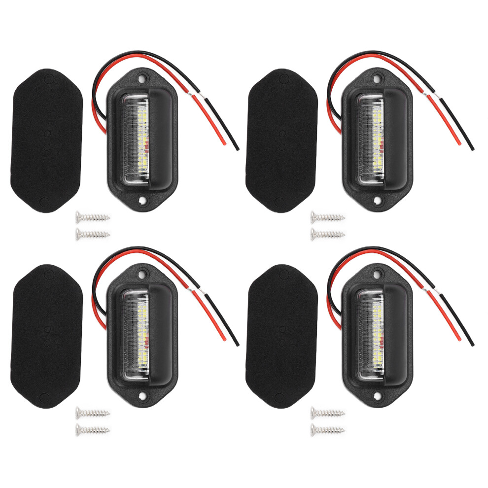 4Pcs 6Led 12V License Plate Lights - High Brightness Durable White 9341333223324