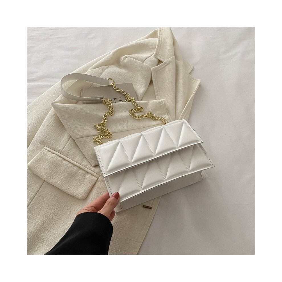 (White) Medium Fashionforward Square Bag With Single Chain Shoulder Strap Ideal For Everyday Choices Fashion-image-OPC-PJBWRRP-NEW