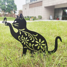 Garden Cat Stake Iron Hollow Decor - Exquisite Cat Garden Decor 15.7 in
