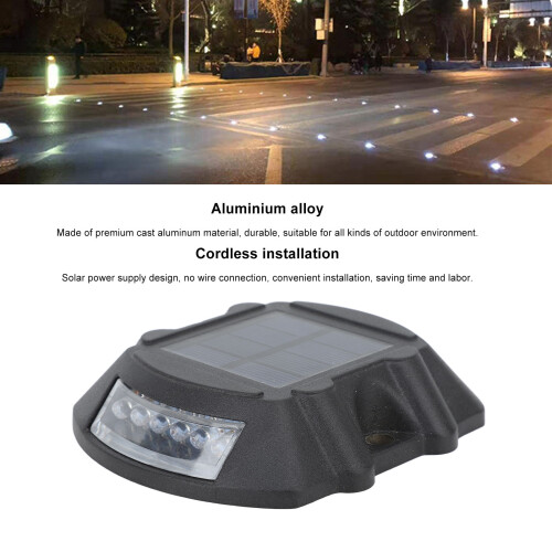 IP68 Waterproof Solar Dock Light 12 LEDs Aluminum Alloy Black 2