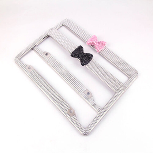 Durable Rhinestone License Plate Frame Kit Easy Install Weatherproof 2