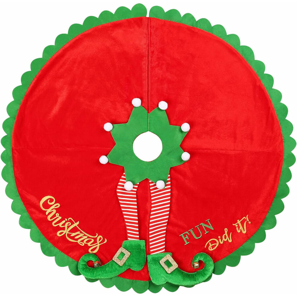 (Diameter 152CM/60 inches) Christmas Decorations Christmas Red Elf Leg Tree Skirt Christmas Tree Apron Ornaments-image-OPC-PJBWZ5P-NEW