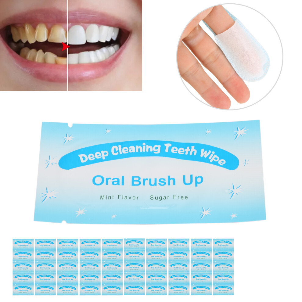 50pcs Disposable Finger Teeth Wipes Portable Cleaning Dental Remover
