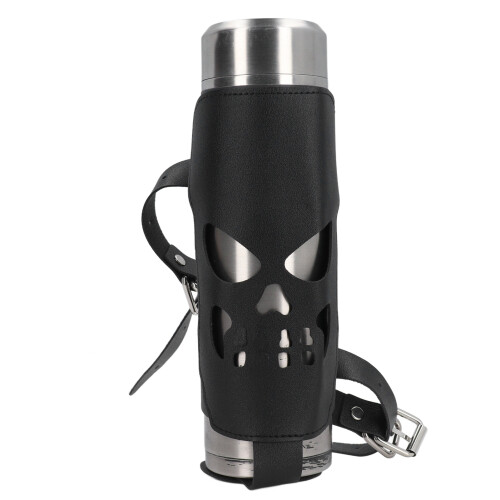 Motorcycle Cup Holder PU Leather Skeleton Wrap 2