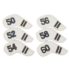 Golf club cover, leather, thick, synthetic, waterproof, suitable for most brands, 6 pieces white