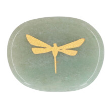 Thumb Worry Stone Nature Crystal Gold Dragonfly