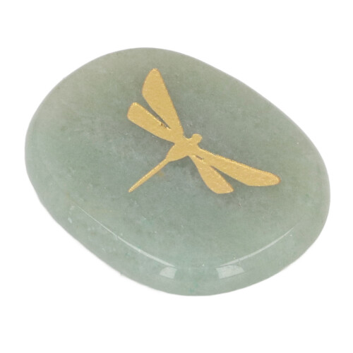 Thumb Worry Stone Nature Crystal Gold Dragonfly 2