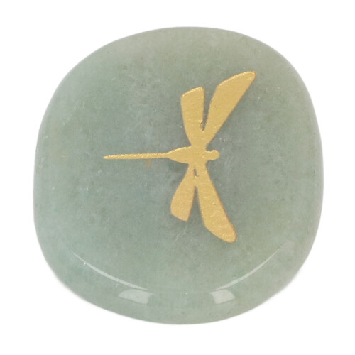 Thumb Worry Stone Nature Crystal Gold Dragonfly 1