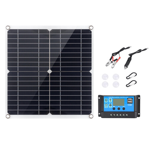 Portable 300W Monocrystalline Solar Panel Kit with 30A Controller & Dual USB 2