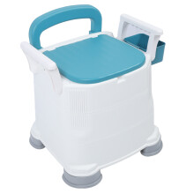 Nachttisch-Klobox Toilette rutschfest, 3-stufig höhenverstellbar, tragbare Toilettenstuhl mit breiten Armlehnen, PU-Rückenlehne, Hartsitzri