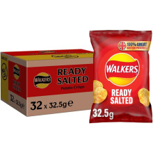 Walkers Ready Salted Crisps 32.5g (Case of 32)