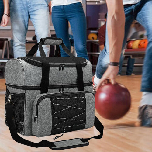 Bowling Ball Bag 2-Ball Grey Tote 1