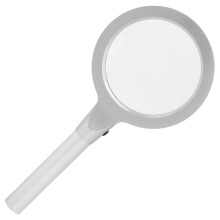 Loupe portative 5x 10x, 12 LED, diamĂštre 85 mm, argent et blanc