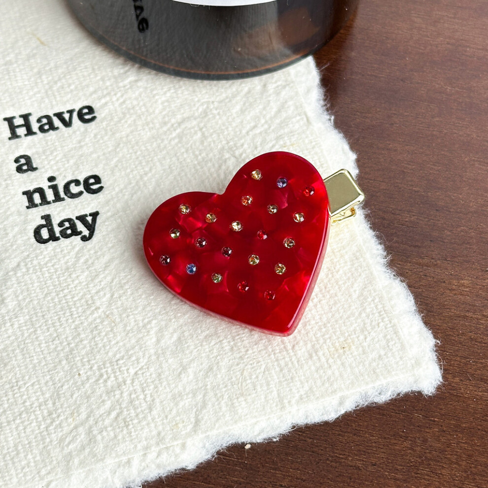 (Heart Duck Clip) Heart Chic And Bow Hair Accessories Featuring Colorful Gemstones Looks Trendy For-image-OPC-PJBYRMP-NEW