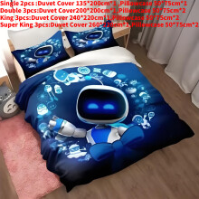 (Style D, Single(135x200cm)) Astro Cartoon Bot Bedding Duvet Cover Pillow Case Set Single Double Bedroom
