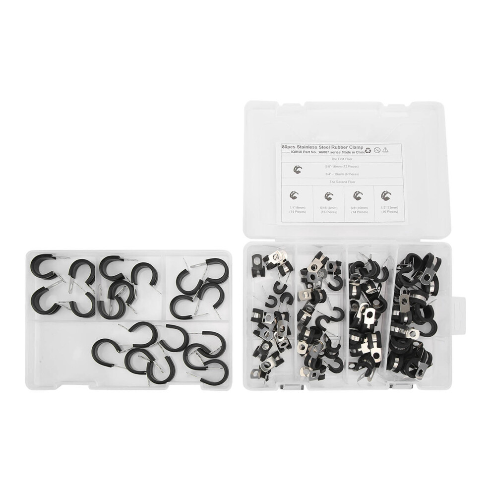 80Pcs/Set Cable Clamps P Cable Clips 1/4In 5/16In 9121376236235