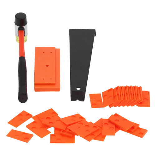 Wood Floor Installation Tools Kit, Spacers, Tapping Block, Rubber Hammer, Orange/Black/Red