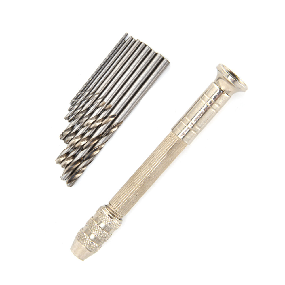 Pin Vise Hand Drill Mini Manual Wood & Plastic Driller With Twist Bits 9371333274439