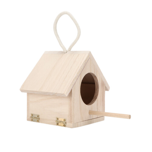 Nichoir en bois avec perchoir, 15.5x12x14.5 cm 1