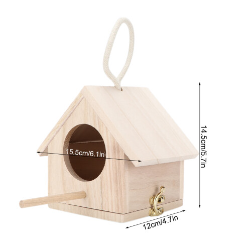 Nichoir en bois avec perchoir, 15.5x12x14.5 cm 2