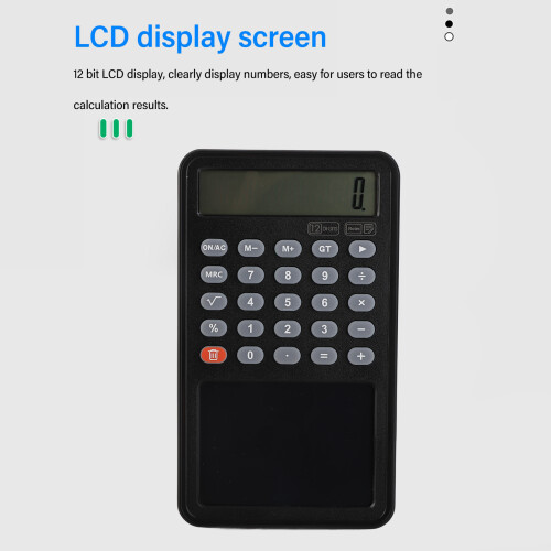 Calculatrice bloc-notes LCD à 12 chiffres, 190 mAh, Noir 2