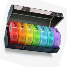 Contenitore per medicinali a 28 scomparti 160x87x80 mm Nero