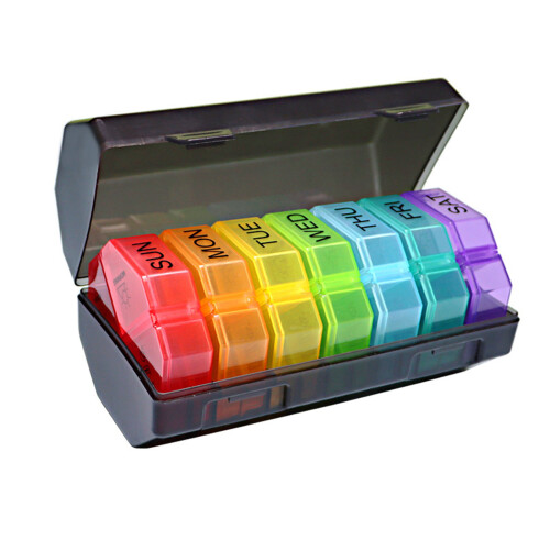 Contenitore per medicinali a 28 scomparti 160x87x80 mm Nero 1
