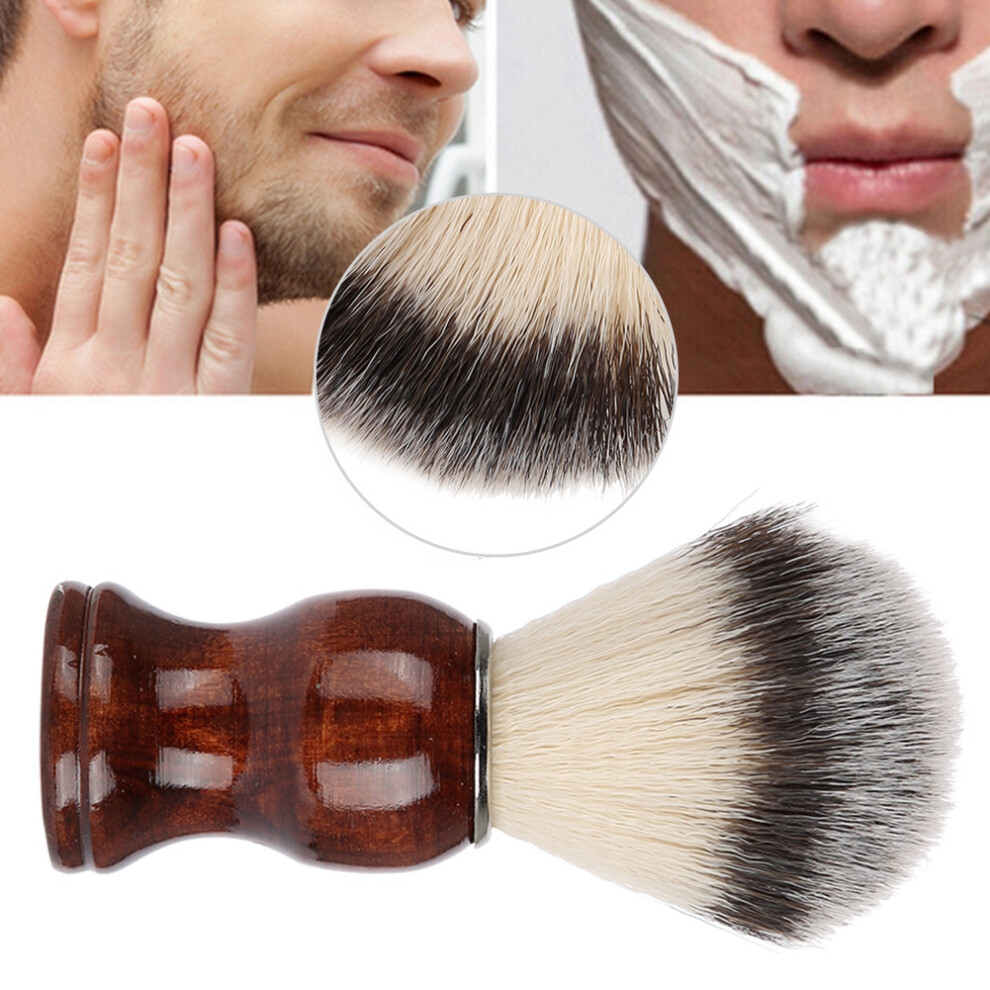 Cream Portable Wooden Handle Beard Brush For Shaving & Travel, 105Mm