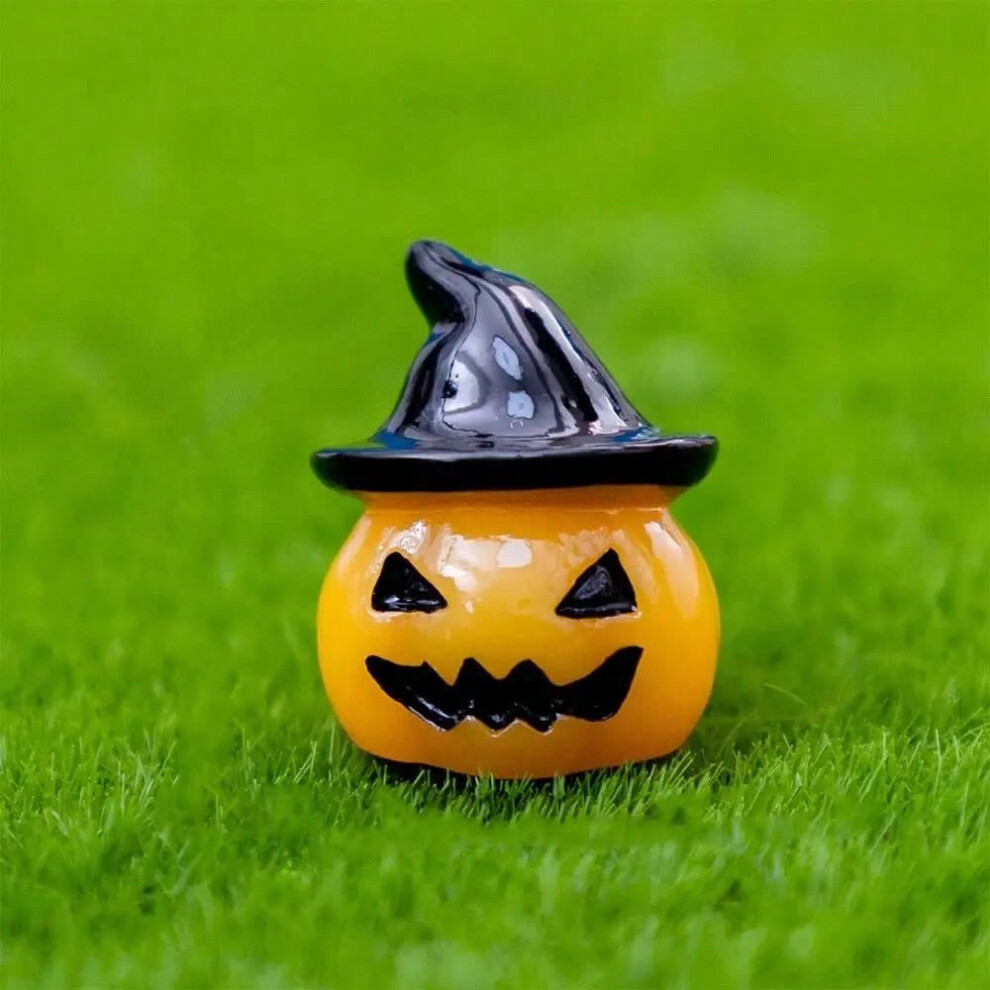 (J) Mini Halloween Figurine Cartoon Pumpkin Statue Miniature Ghost Castle Witch Figurine Resin Desktop Decoration Party Ornaments-image-OPC-PJBZSK7-NEW