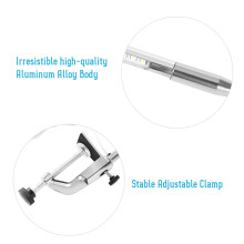 Lampe LED clip USB 8 W, tube de 340 mm, argent