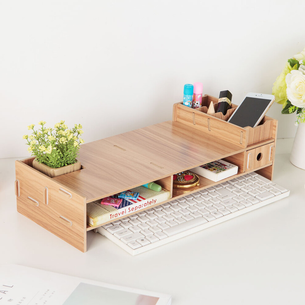 Wooden Monitor Stand Laptop Raiser Organizer 49X20x13.5cm 8471333293889