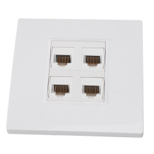 Piastra a muro Cat 6 Ethernet 4 porte 86x86mm bianca ABS