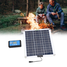 200W Solarpanel-Kit Monokristallines Silizium-Solarmodul OBD-Ladegerät Blauer Controller mit 10-in-1-Kabel, Batterieklemme für Wohnmobil, A