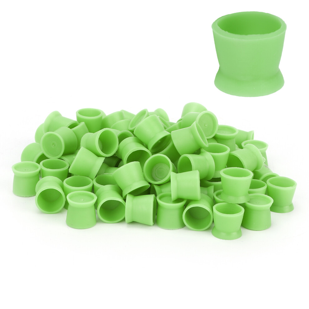 Green 300Pcs Silicone Tattoo Pigment Cups For Eyebrow Lip Eyes,
