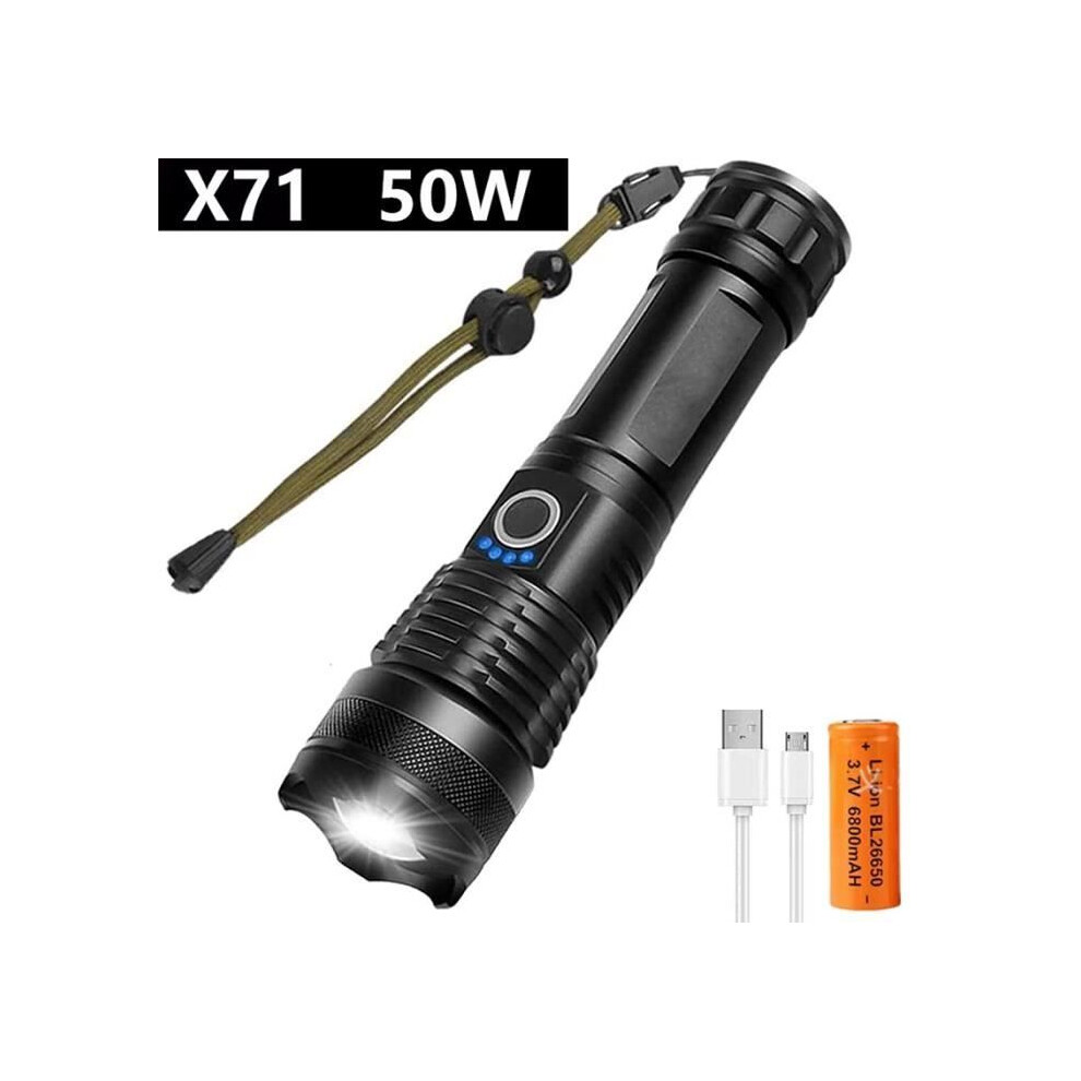 Ultra Powerful 5000 Lumens USB Rechargeable LED Flashlight, Extremely Bright Tactical Flashlight