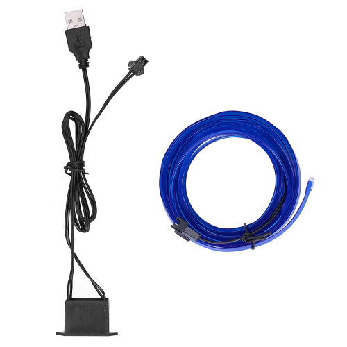 3M Blue Flexible LED Car Ambient Light Strip - 5V USB Interior Decor 1