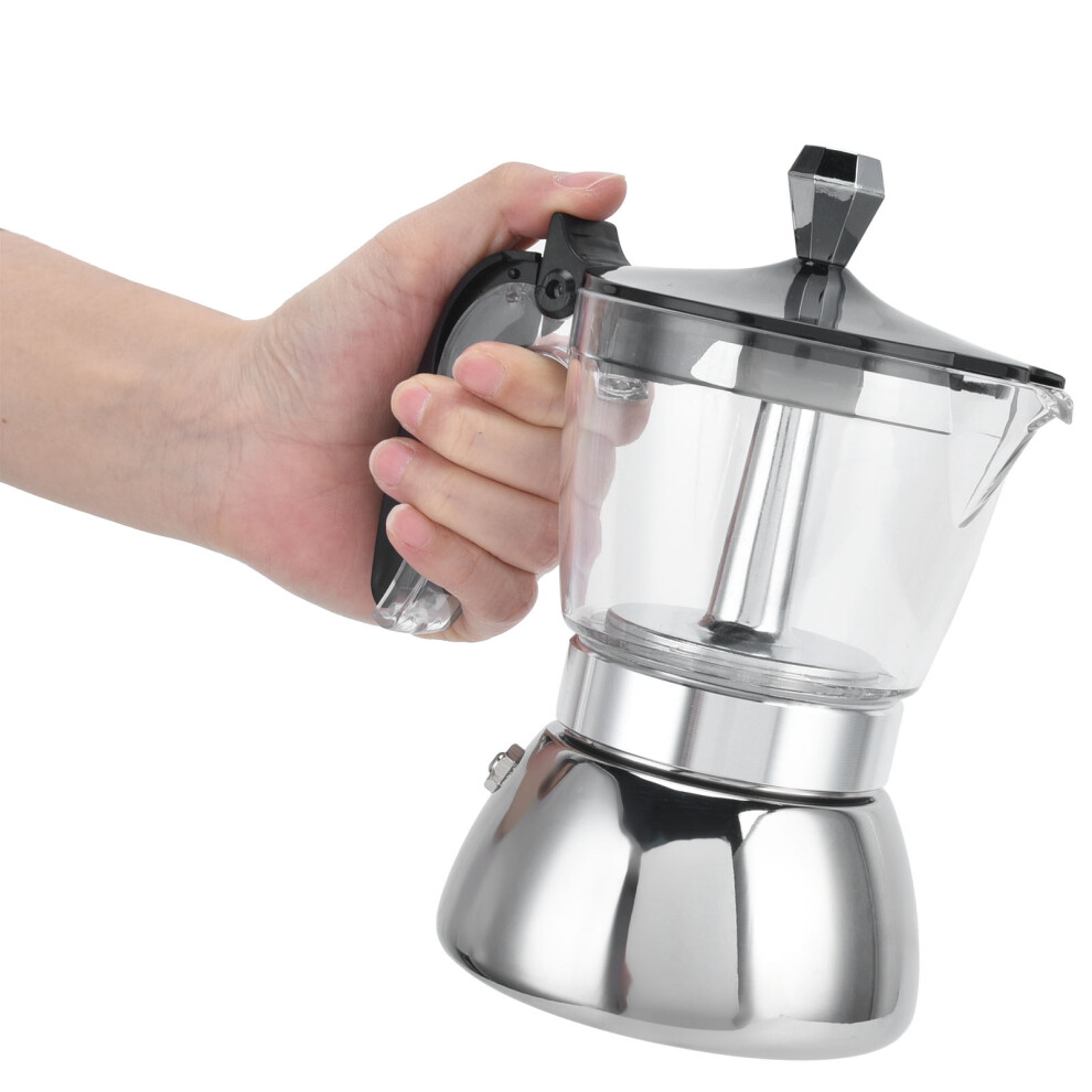 Stainless Steel 4-Cup Stovetop Moka Coffee Maker 200ml Kitchen Supplies
