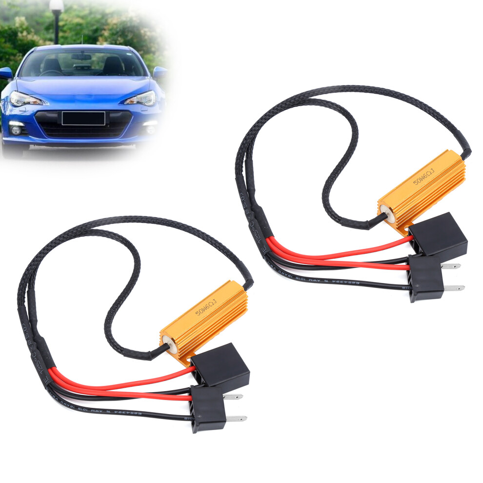 2Pcs H7 Led Decoder 50W 6Î© Load Resistor Flash Error Free Canceller 7681333314618