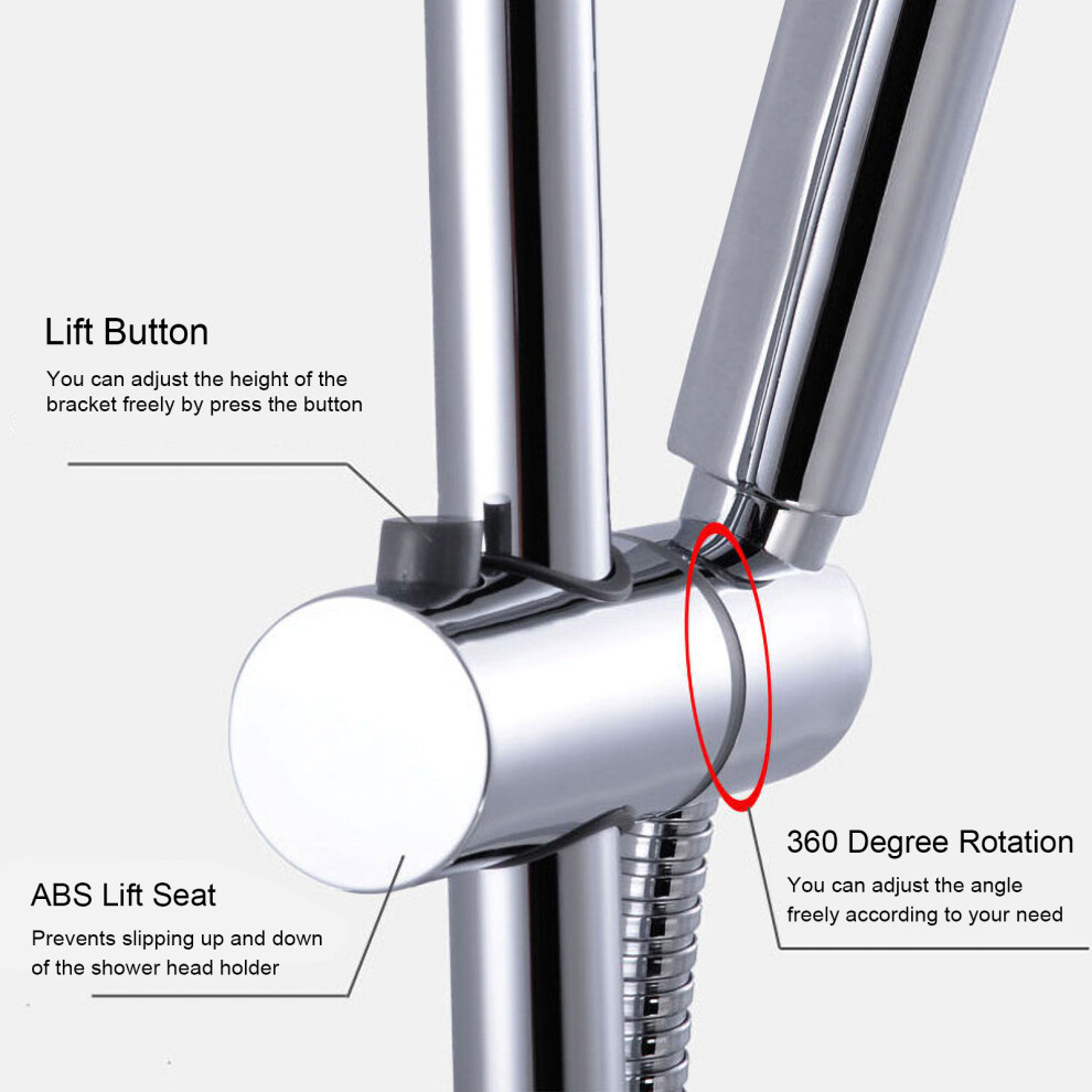 Slide Bar Shower Head Mount Adjustable & 360 Rotation Polished Chrome Finish 7891333318183