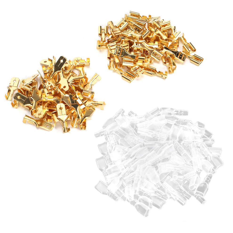 50 Pairs Brass Crimp Terminal Set 6.3Mm Insulating Wire Connectors 3541333318297