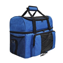 Bowling Ball Bag, Bowling Bag Bowling Tote with Padded Divider for 1 Pair of Shoes, Balls, Double Ball Holders and Fastening Straps, Blue Blue Blue
